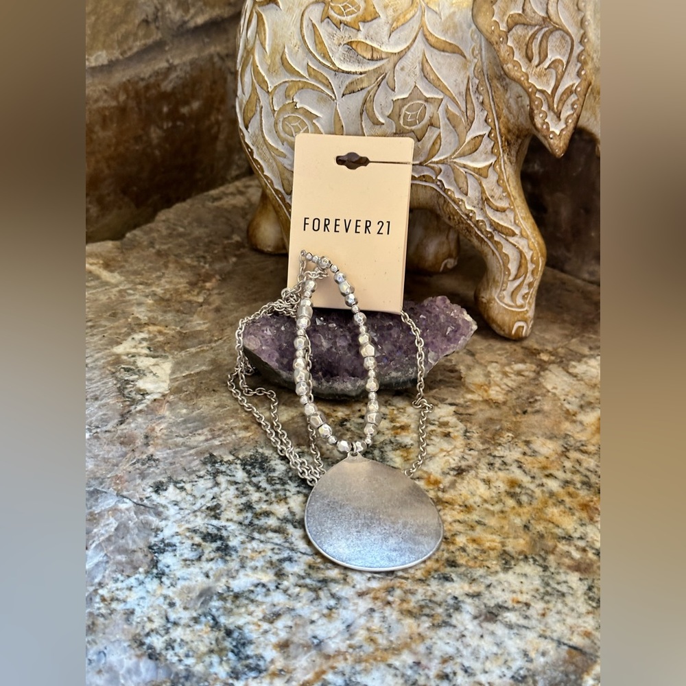 Forever21 Silver Beaded Charm Necklace - Picture 6 of 10